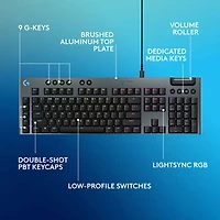 Clavier de jeu pleine grandeur avec fil rétroéclairé à commutateurs mécaniques linéaires GL G915 X de Logitech - Noir