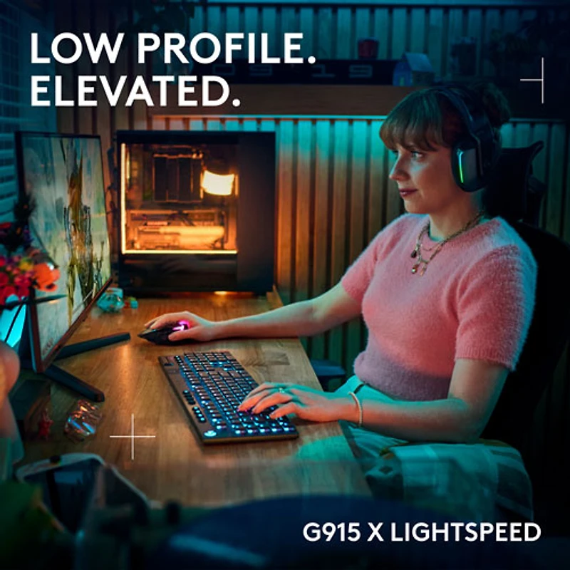 Logitech G915 X LIGHTSPEED Wireless Backlit Mechanical GL Linear Full-Size Gaming Keyboard - Black