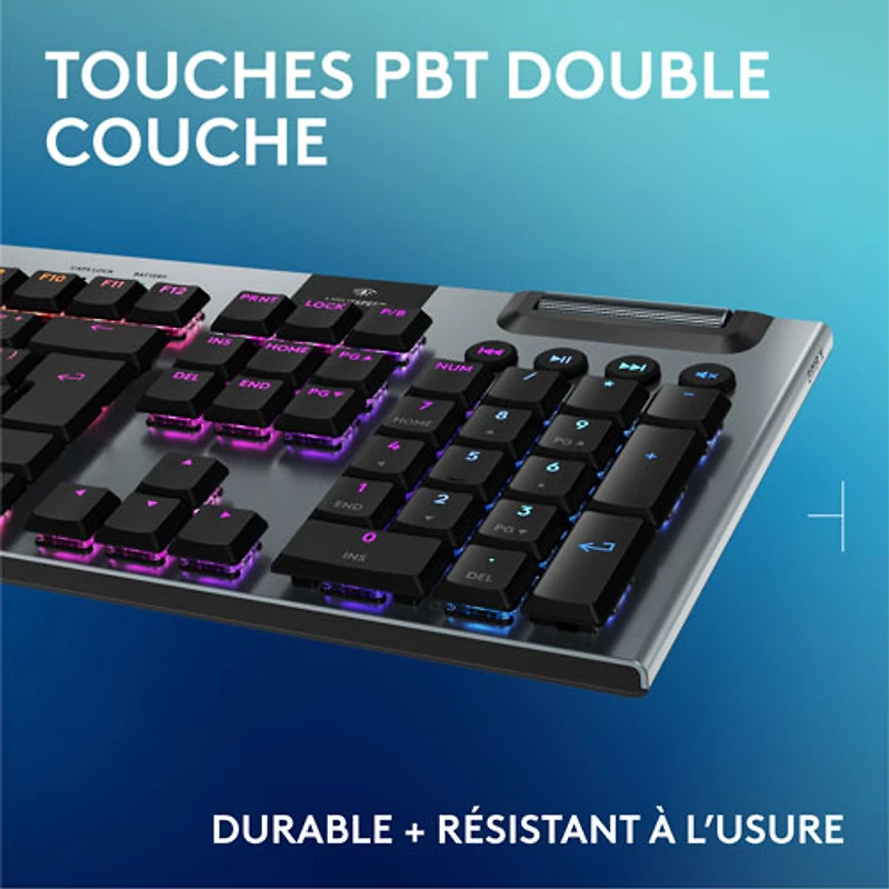 Clavier de jeu pleine grandeur sans fil rétroéclairé à commutateurs mécaniques tactiles GL G915 X LIGHTSPEED de Logitech - Noir