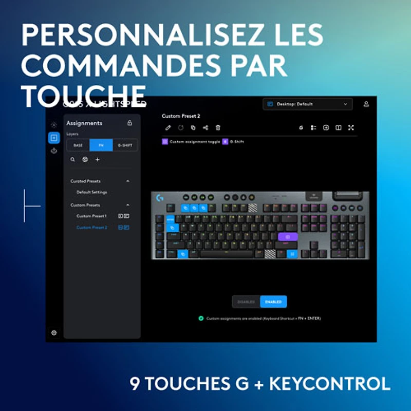 Clavier de jeu pleine grandeur sans fil rétroéclairé à commutateurs mécaniques tactiles GL G915 X LIGHTSPEED de Logitech - Noir