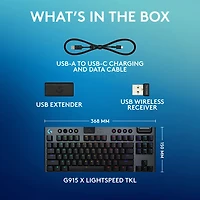 Logitech G915 X LIGHTSPEED Wireless Backlit Mechanical GL Tactile TKL Gaming Keyboard - Black