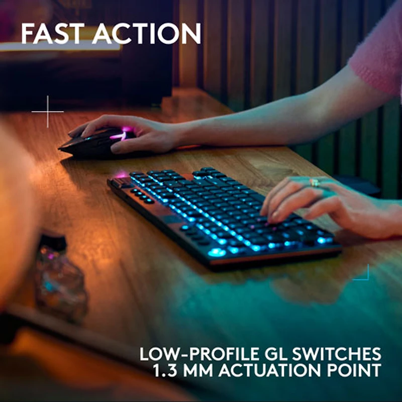 Logitech G915 X LIGHTSPEED Wireless Backlit Mechanical GL Tactile TKL Gaming Keyboard - Black