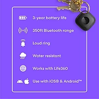 Tile Mate (2024) Bluetooth Item Tracker - Black