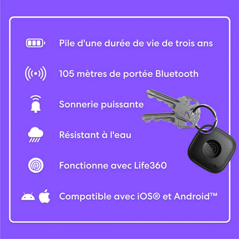 Dispositif de repérage d'article Bluetooth Mate de Tile (2024) - Blanc