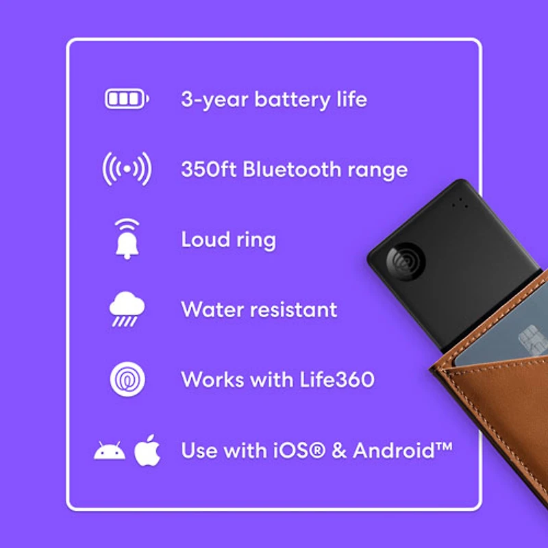 Tile Slim (2024) Bluetooth Item Tracker - Black