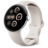 Montre Pixel Watch 3 de Google (LTE + GPS) avec boîtier de 45 mm en aluminium argenté poli et bracelet sport porcelaine, avec TELUS - Financement mensuel