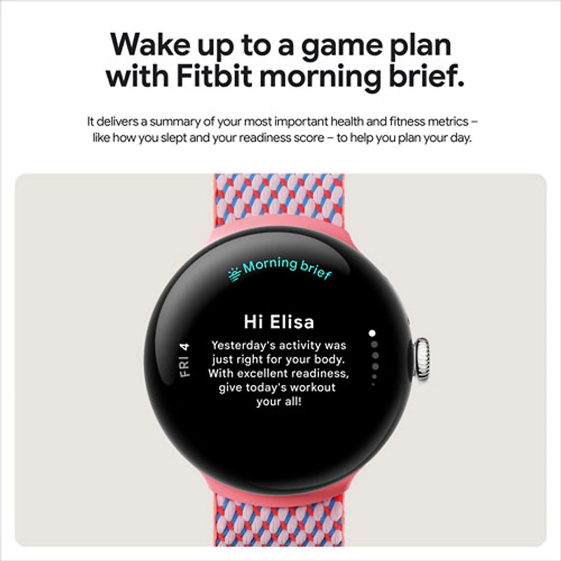 TELUS Google Pixel Watch 3 (LTE + GPS) 41mm Polished Silver Aluminum Case w/Rose Quartz Active Band -Monthly Financing