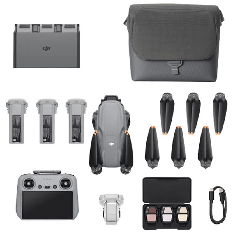 Ensemble Fly More avec drone quadricoptère Air 3S, caméra et manette à écran intégré de DJI (DJI RC 2)