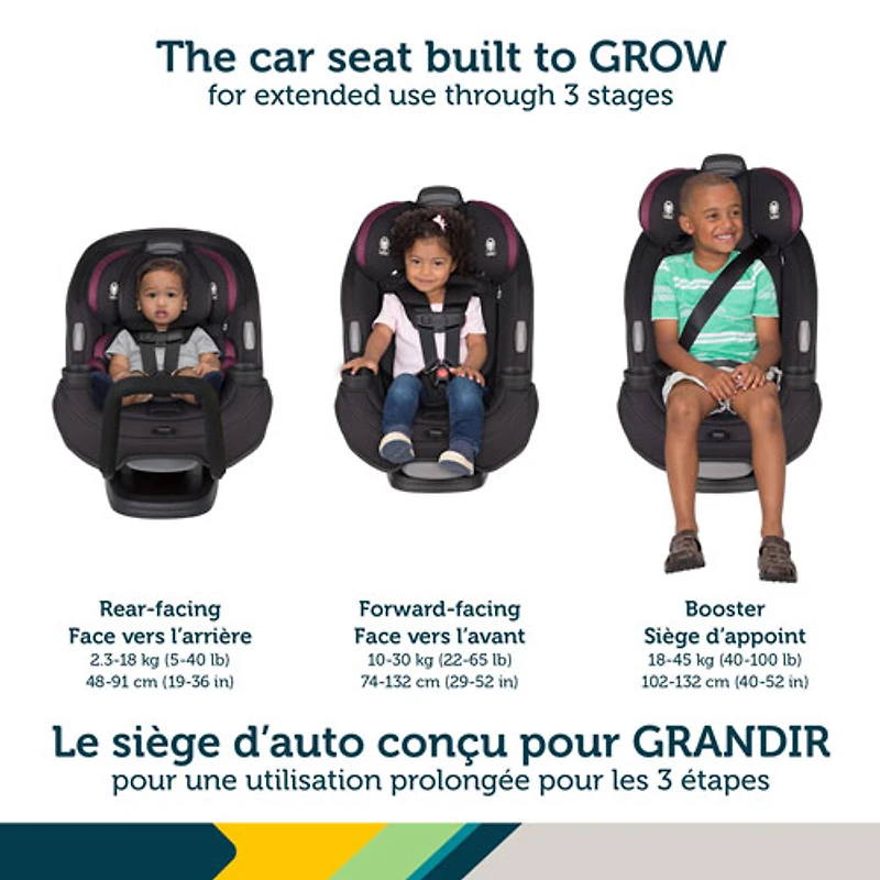 Siège d'auto 3-en-1 convertible Grow and Go de Safety 1st - Noir et pourpre Winehouse