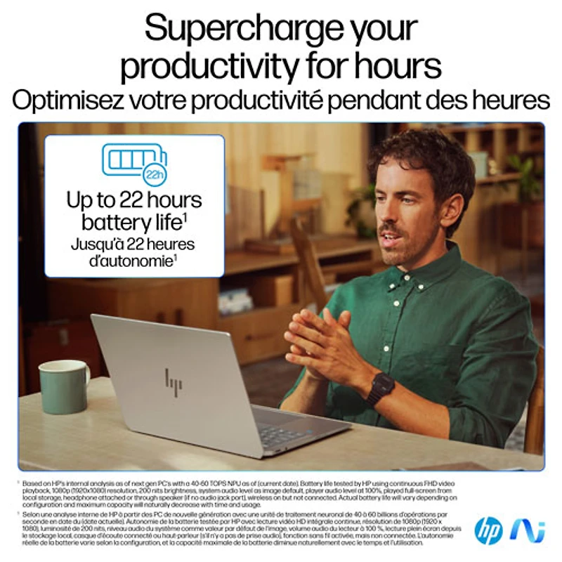 HP OmniBook Ultra 14" Touchscreen Gen AI PC Laptop - Meteor silver (AMD Ryzen AI 9 365/16GB RAM/1TB SSD/Win11)