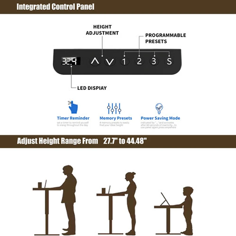 Ljubljana 47" Electric Height Adjustable Standing Desk Standing Desk - Black