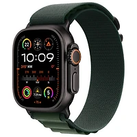 Apple Watch Ultra 2 (GPS + cellulaire) avec boîtier de 49 mm en titane noir et bracelet alpin vert fonc