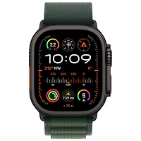 Apple Watch Ultra 2 (GPS + cellulaire) avec boîtier de 49 mm en titane noir et bracelet alpin vert fonc