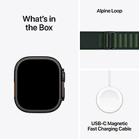 Apple Watch Ultra 2 (GPS + cellulaire) avec boîtier de 49 mm en titane noir et bracelet alpin vert fonc