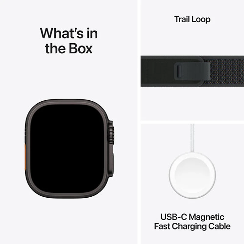 Apple Watch Ultra 2 (GPS + Cellular) 49mm Black Titanium Case with Black Trail Loop - Small/Medium