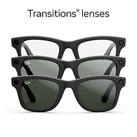 Lunettes Wayfarer (1re génération) de Ray-Ban | Meta avec IA, photo, vidéo, audio et messagerie - Noir mat/Transitions transparents à vert graphite