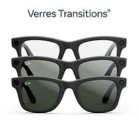 Lunettes Wayfarer (1re génération) de Ray-Ban | Meta avec IA, photo, vidéo, audio et messagerie - Noir mat/Transitions transparents à vert graphite