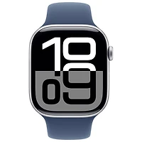 Apple Watch Series 10 (GPS) 46mm Silver Aluminum Case with Denim Sport Band - Small/Medium