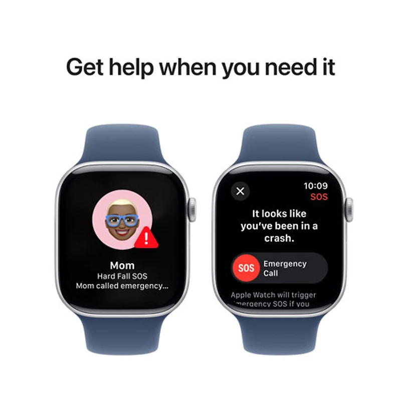 Apple Watch Series 10 (GPS) 46mm Silver Aluminum Case with Denim Sport Band - Small/Medium