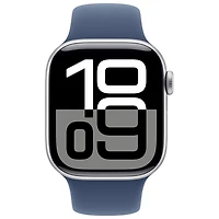 Apple Watch Series 10 (GPS) de 42 mm avec boîtier en aluminium argenté et bracelet sport denim - Moyen/Grand