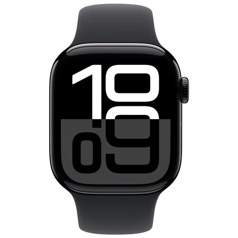 Apple Watch Series 10 (GPS) avec boîtier de mm en aluminium noir de jais et bracelet sport noir