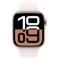 Apple Watch Series 10 (GPS) avec boîtier de 42 mm en aluminium or rose et bracelet sport rose tendre - Petit/Moyen