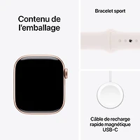 Apple Watch Series 10 (GPS) avec boîtier de 42 mm en aluminium or rose et bracelet sport rose tendre - Petit/Moyen