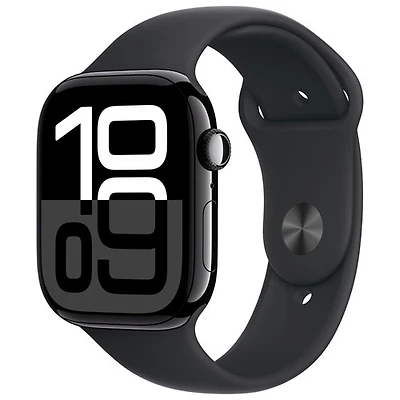 Apple Watch Series 10 (GPS) avec boîtier de 46 mm en aluminium noir de jais et bracelet sport noir