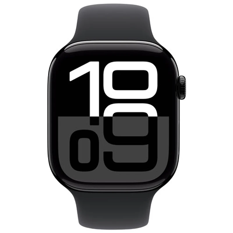 Apple Watch Series 10 (GPS) avec boîtier de 46 mm en aluminium noir de jais et bracelet sport noir