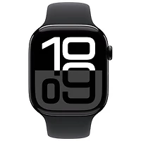 Apple Watch Series 10 (GPS) avec boîtier de 46 mm en aluminium noir de jais et bracelet sport noir