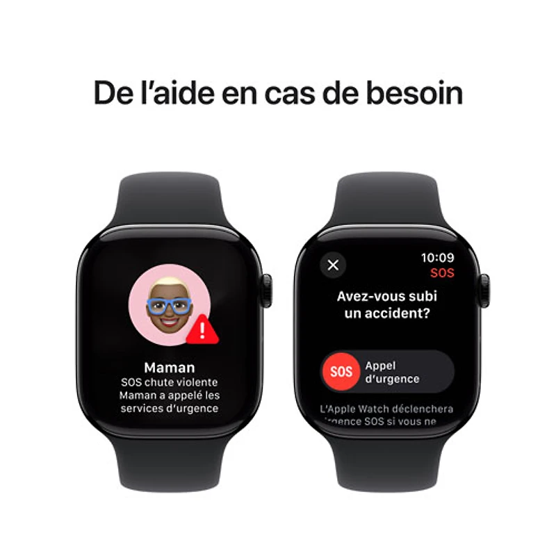 Apple Watch Series 10 (GPS) avec boîtier de 46 mm en aluminium noir de jais et bracelet sport noir