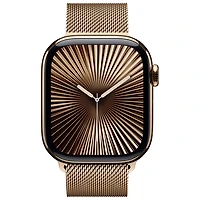 Apple Watch Series 10 (GPS + Cellular) 42mm Gold Titanium Case with Gold Milanese Loop - Medium/Large