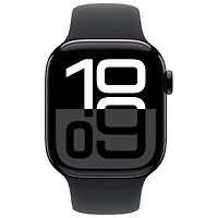 Apple Watch Series 10 (GPS + Cellular) 42mm Jet Black Aluminum Case with Black Sport Band - Medium/Large