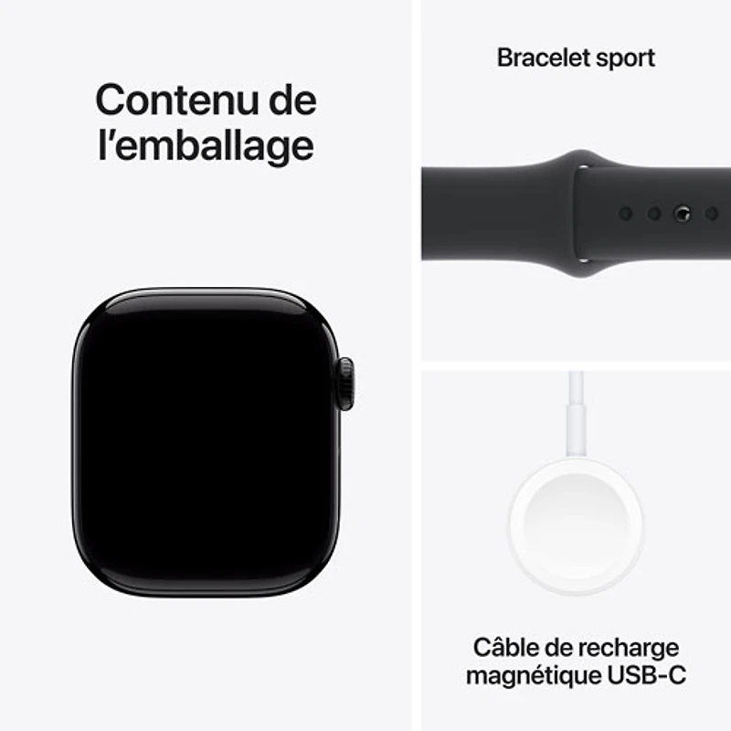 Apple Watch Series 10 (GPS + Cellular) 42mm Jet Black Aluminum Case with Black Sport Band - Medium/Large