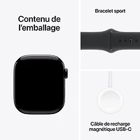 Apple Watch Series 10 (GPS + Cellular) 42mm Jet Black Aluminum Case with Black Sport Band - Medium/Large