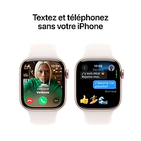 Apple Watch Series 10 (GPS + cellulaire) avec boîtier de 42 mm en aluminium or rose et bracelet sport rose tendre - Moyen/Grand