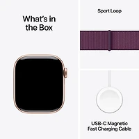 Apple Watch Series 10 (GPS + cellulaire) avec boîtier de 42 mm en aluminium or rose et bracelet sport à rabat prune