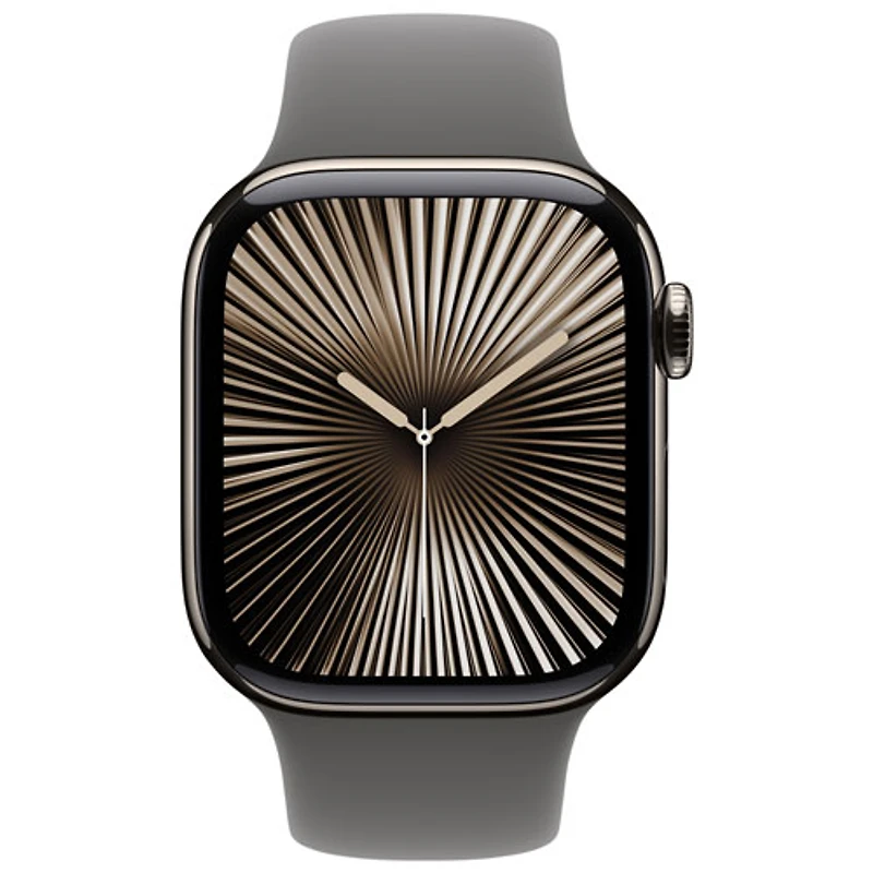 Apple Watch Series 10 (GPS + cellulaire) avec boîtier de 42 mm en titane naturel et bracelet gris pierre - Moyen/Grand