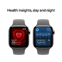 Apple Watch Series 10 (GPS + cellulaire) avec boîtier de 42 mm en titane naturel et bracelet gris pierre - Moyen/Grand