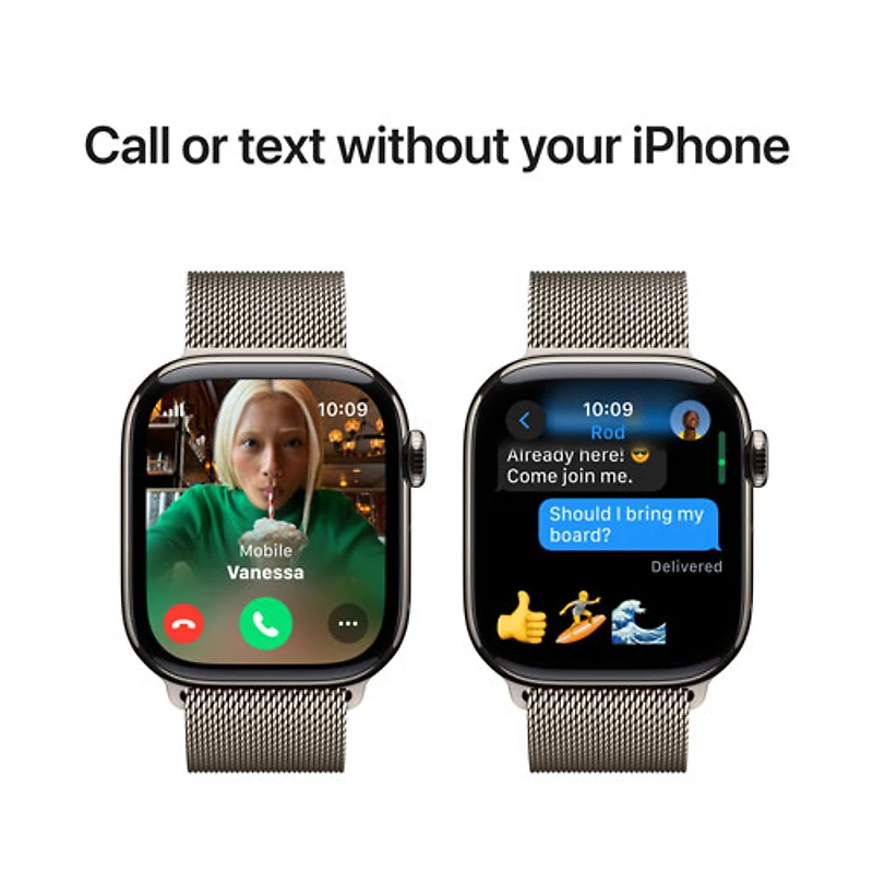 Apple Watch Series 10 (GPS + Cellular) 42mm Natural Titanium Case with Natural Milanese Loop