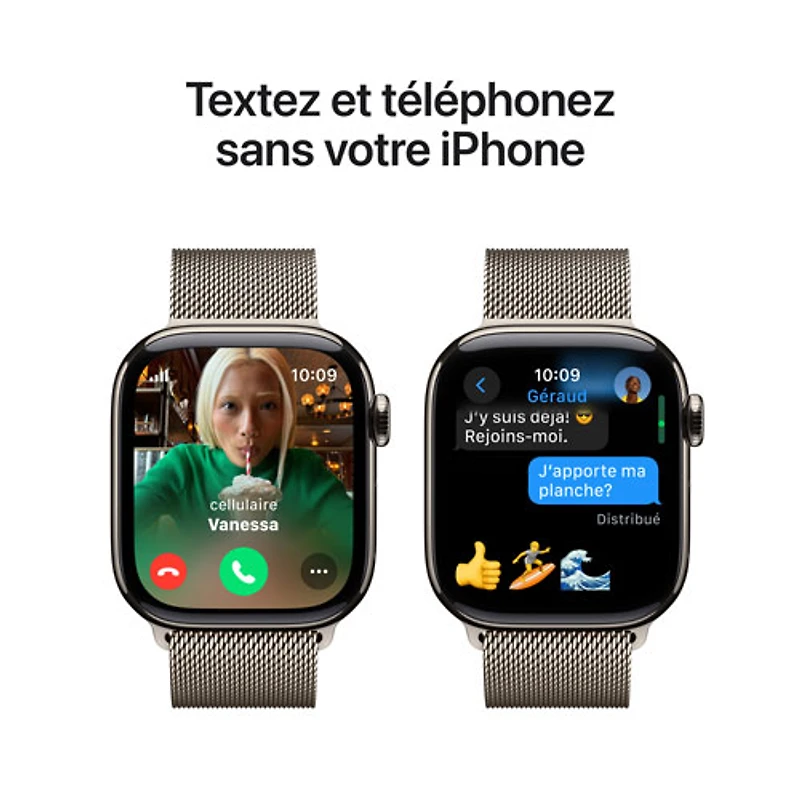 Apple Watch Series 10 (GPS + cellulaire) avec boîtier de mm en titane naturel et bracelet milanais naturel