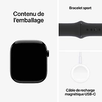 Apple Watch Series 10 (GPS + Cellular) 46mm Jet Black Aluminum Case with Black Sport Band - Small/ Medium