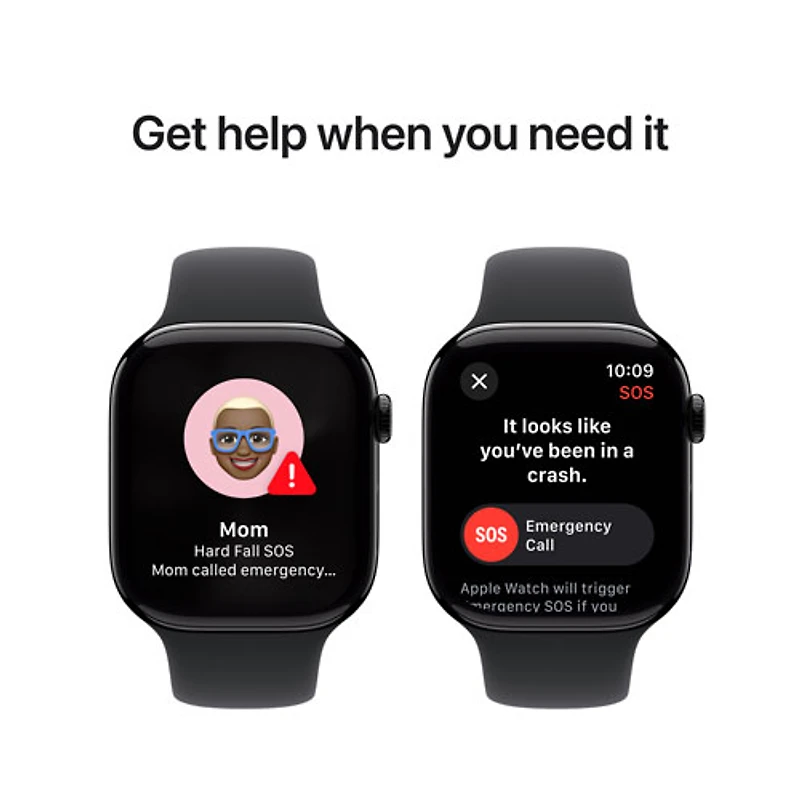 Apple Watch Series 10 (GPS + Cellular) 46mm Jet Black Aluminum Case with Black Sport Band - Small/ Medium