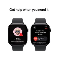 Apple Watch Series 10 (GPS + Cellular) 46mm Jet Black Aluminum Case with Black Sport Band - Small/ Medium