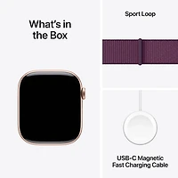 Apple Watch Series 10 (GPS + cellulaire) avec boîtier de 46 mm en aluminium or rose et bracelet sport à rabat prune