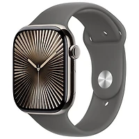 Apple Watch Series 10 (GPS + Cellular) 46mm Natural Titanium Case with Stone Grey Sport Band - Medium/Large