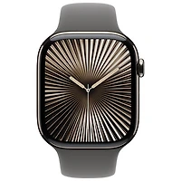 Apple Watch Series 10 (GPS + Cellular) 46mm Natural Titanium Case with Stone Grey Sport Band - Medium/Large