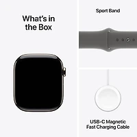 Apple Watch Series 10 (GPS + Cellular) 46mm Natural Titanium Case with Stone Grey Sport Band - Medium/Large