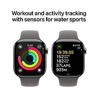 Apple Watch Series 10 (GPS + Cellular) 46mm Natural Titanium Case with Stone Grey Sport Band - Medium/Large