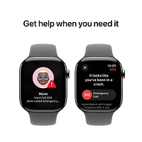 Apple Watch Series 10 (GPS + Cellular) 46mm Natural Titanium Case with Stone Grey Sport Band - Medium/Large